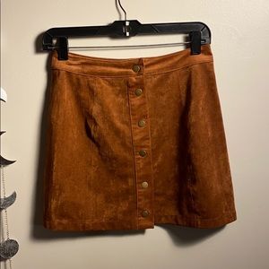Brown, suede button up skirt